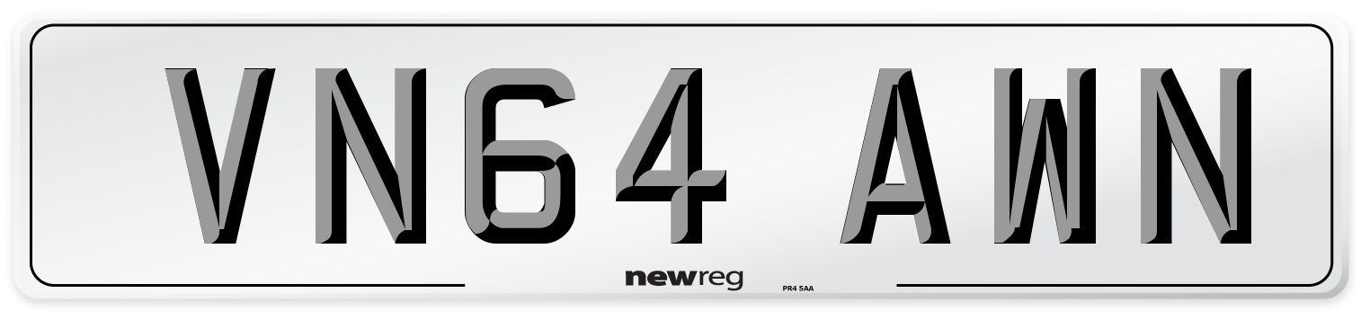 VN64 AWN Number Plate from New Reg